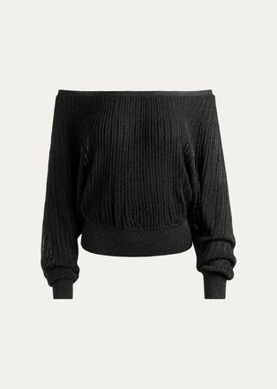 Alice & Olivia Cyril Pleated Off-Shoulder Top