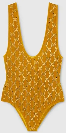 Gucci Chenille Bodysuit With GG Crystals, Orange, Ready-to-wear