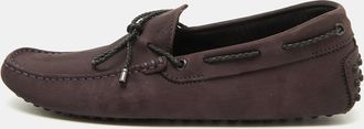 Tod's Tods Dark Purple Nubuck Leather Slip On Driver Loafers