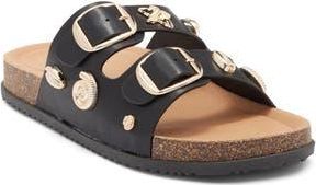 Top Moda Arissa Double Strap Slide Sandal in Black Pu at Nordstrom Rack, Size 6.5