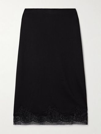 The Row Gonna Midi In Seta Con Finiture In Pizzo Mea - Nero