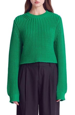 English Factory Crewneck Crop Sweater in Green at Nordstrom, Size X-Small