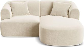 Cosmopolitan Design Sof&aacute; esquinero derecho modular 3 plazas de terciopelo beige claro