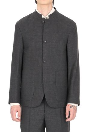 Officine G&eacute;n&eacute;rale Meryl Wool-Silk-Linen Band Collar Jacket