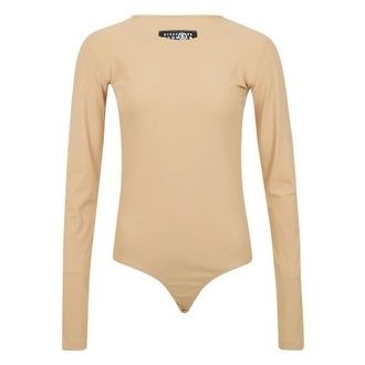 Maison Margiela Body, female, Beige, Size: M Long Sleeve Graphic Top