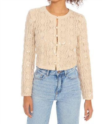 Allison New York Beaded Mariana Cardigan In Sand