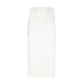 Msgm Midi Skirts, female, White, 3XS, Front Slit Faux Leather Skirt