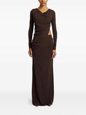 CHRISTOPHER ESBER cut-out draped maxi dress - women - Viscose - 10 - Brown