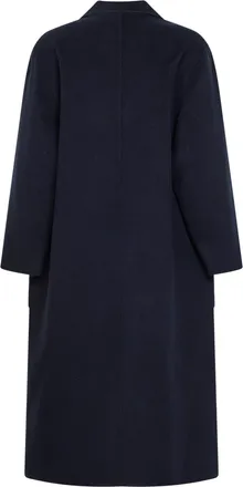 Max Mara Womens Blue Single-Breasted Long Coat Virgin Wool