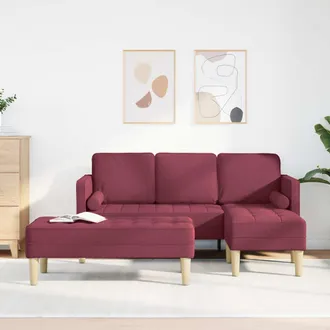 vidaXL Set Di Divani 2 Pz Rosso Vino Poliestere Vidaxl