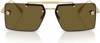 Versace 60mm Gradient Rectangular Sunglasses in Gold /Dark Brown at Nordstrom