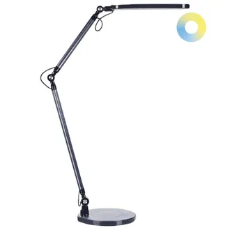 Beliani L&aacute;mpara De Mesa Led De Metal Negro Interruptor T&aacute;ctil Oficina Estudio Grus