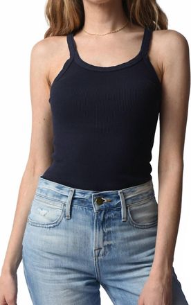 Re/Done Ribbed Tank Top In Navy