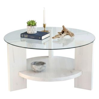 Dmora Dmora - Mesa De Caf&eacute; Alnitak, Mesa De Centro Baja, Revistero Para Sof&aacute;, Estante De La Sala De Estar, 75x75h40 Cm, Blanco, Con Embalaje Reforzado