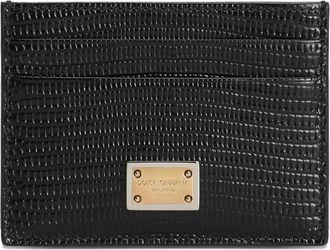 Dolce & Gabbana Portacarte in pelle con placca logo - Nero