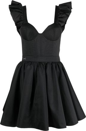 Philipp Plein ruffled mini dress - women - Silk/Polyester - M - Black