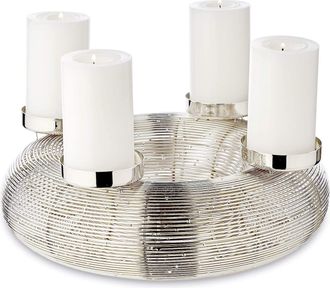 Edzard Hochwertiger Design Adventskranz Verona ø 30 cm - Edelstahl glänzend vernickelt