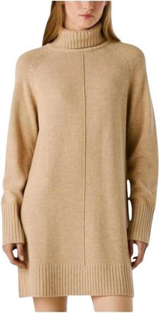 Pepe Jeans London Carola Korte Jurk - Dames - Lange truien - Beige - XS - Wol - Truien & Vesten