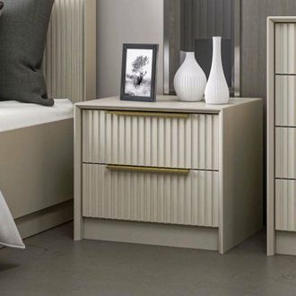 Dmora Dmora - Mesa De Noche Lucida, C&oacute;moda Baja, Mesilla De Noche, Estante De La Cama, 53x45 H45 Cm, Cemento