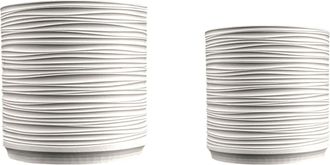 Jonathan Y Designs Flo MidCentury Modern Indoor Ripple Eco-Friendly 3D Printed Planters with Drainage, Sand/Olive (Set of 2)