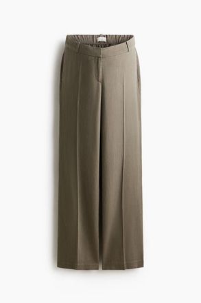 H&M Mama Linen-blend Tailored Trousers in Khaki Green at Nordstrom, Size Xx-Large