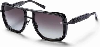 Balmain SOLDIER Grey Gradient Navigator Unisex Sunglasses BPS-160B BLK-BLK 59
