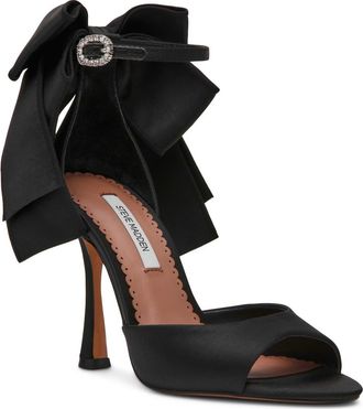 Steve Madden Bougie Ankle Strap Sandal in Black Satin at Nordstrom, Size 6.5