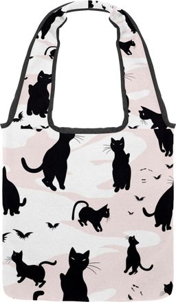 Generic Cats on a White Background Reversible Canvas Shoulder Tote - Double-Sided Print, 12oz Cotton, 27cm Drop, Fold-Flat Bag for Travel, Shopping, Street Ou