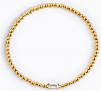 Mint & Lily Gold Beaded Birthstone Bracelet in April Diamond at Nordstrom, Size 7.5