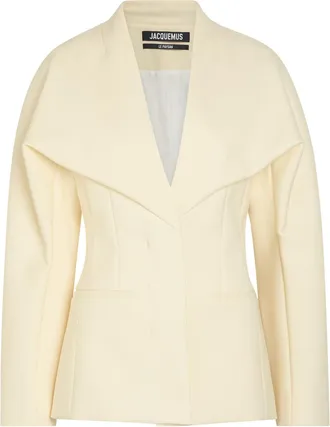 Jacquemus La Veste Chale Crepe Blazer - Off White - 40 (UK12 / M)