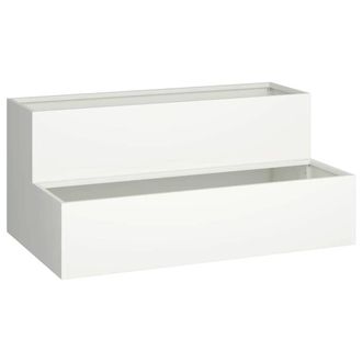 Berkfield Home Garden Planter 2-Tier 100x60x45 cm White Steel | Size: 100 x 60 x 45 cm