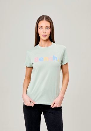 Bench Rundhalsshirt BENCH. ELIO, Damen, Gr. 36, gr&uuml;n (light sage), Jersey, Obermaterial: 100% Baumwolle, bedruckt, Rundhals, Shirts Rundhalsshirt