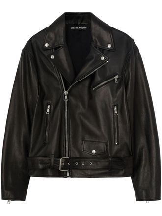 Palm Angels Giacca biker con stampa - Nero