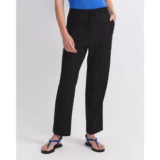Sportscraft Rosa Tapered Linen Blend Trousers in Black at Nordstrom, Size 10