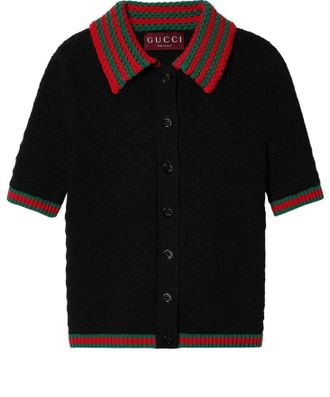 Gucci (WMNS) Gucci Cotton Lace Polo With Web Black 792042-XKD3C-1152