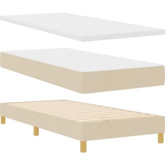 vidaXL vidaXL Box Spring Bed with Mattress Cream 90 x 200 cm, Fabric