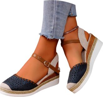 Generic Closed Toe Platform Wedge Sandals, Sandals for Women 2026 Espadrilles Wedges Heel Casual, Womens Espadrilles Dressy Summer, Comfortable Summer Shoes w