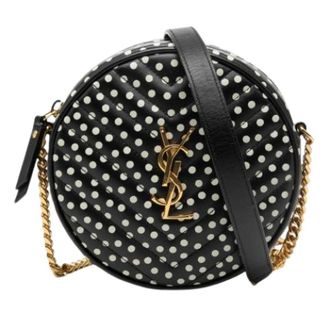 Saint Laurent Pre-owned Quilted Polka Dot Crossbody Bag - Dames - Pre-owned - Zwart - Maat: ONE Size Leer