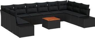 vidaXL Vidaxl - Garden Sofa Set 11 pcs Black