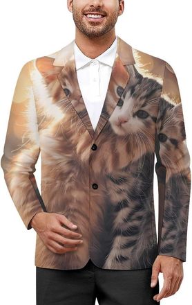 Generic Funny Kittens Animal Cat Mens Suit Jacket 2 Button Blazer Casual Business Party Dress Coats L
