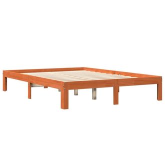 Berkfield Home Beautiful Bed Frame without Mattress Wax Brown 140x190 cm Solid W