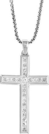 Effy Sterling Silver White Sapphire Cross Pendant Necklace at Nordstrom Rack, Size 22