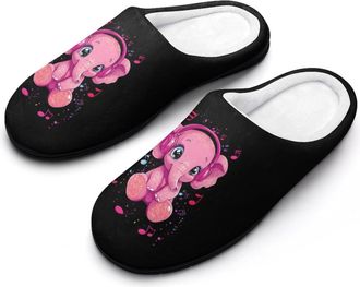 Generic Elephant Music Fashion Cotton Slippers for Women Memory Foam House Slippers Non-Slip House Bedroom Shoes