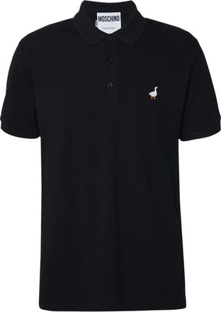Moschino Cotton Piquet Polo Gans Borduurwerk - Heren - Polos - Zwart - S - Katoen - Tops