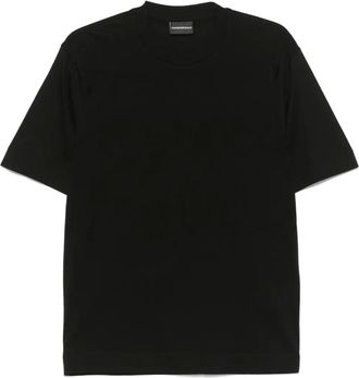 Emporio Armani T-shirt crop con logo jacquard - Nero
