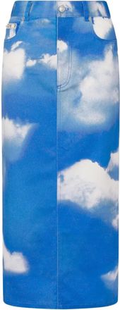 Moschino Rok met wolkenprint en vijf zakken - Blauw