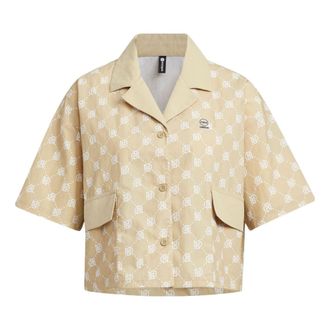 adidas (WMNS) adidas Neo Lapel Loose Breathable Sports Casual Polo Shirts Beige IB5842