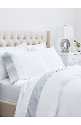Boll & Branch Signature Colorblock Sheet Set in White/shore at Nordstrom, Size Queen