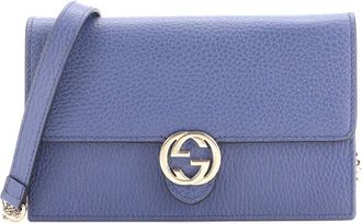 Gucci Blue Leather Interlocking Wallet On Chain (Authentic Pre-Loved)