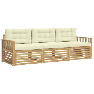 vidaXL Conjunto De Sof&aacute;s De Exterior 3 Pcs Blanco Y Crema Poli&eacute;ster Vidaxl